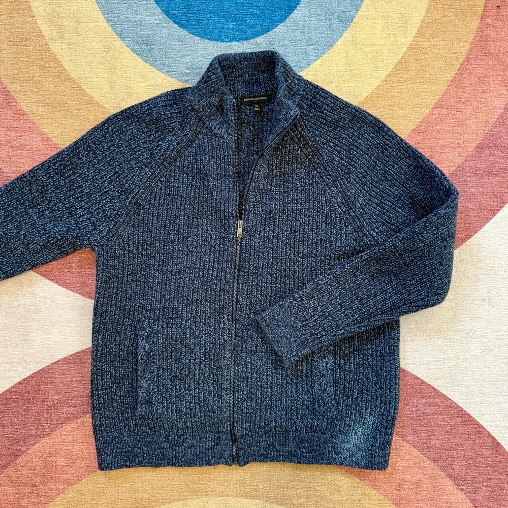 Banana Republic Men's Navy Cardigan Sweater
